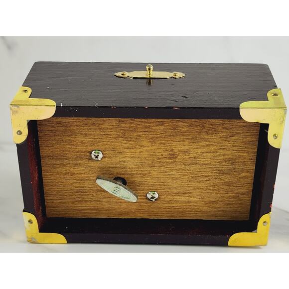 Enesco Wood Toybox Christmas Treasure Chest Music Box w/ Mirror 5" TESTED Vtg - Picture 14 of 16